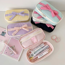 Load image into Gallery viewer, Minimalist Korean Fabric Pencil Case with Bowknot Design
