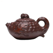Load image into Gallery viewer, Handmade Purple Clay Teapot with Golden Toad Design for Traditional Gongfu Tea