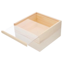 Load image into Gallery viewer, Rustic Unfinished Wooden Storage Box with Sliding Lid – Jewelry, Keepsake, and Gift Chest