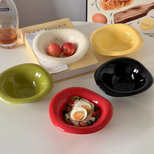 Load image into Gallery viewer, Cream Ceramic Dessert and Salad Bowl, Korean Inspired Saucer Style