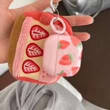 Load image into Gallery viewer, Cute Red Strawberry Protective Earphone Case with Pink Ring Cover