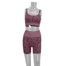 Load image into Gallery viewer, Leopard Print Yoga Set for Women with Supportive Sports Bra and Training Leggings
