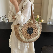 Load image into Gallery viewer, Large Capacity Straw Woven Round Shoulder Tote Bag for Women