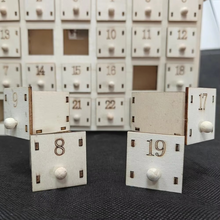 Load image into Gallery viewer, Wooden Christmas Advent Calendar 24-Day Reusable Countdown Tabletop Decoration