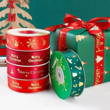 Load image into Gallery viewer, Christmas Printed Polyester Ribbon for Handmade Decoration and Gift Wrapping, 15ft x 1in