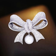 Load image into Gallery viewer, Elegant Multicolor Zircon Tassel Bow Brooch for Women