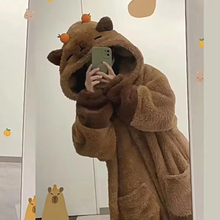 Load image into Gallery viewer, Capybara Hooded Pajamas Set, Kawaii Sleepwear