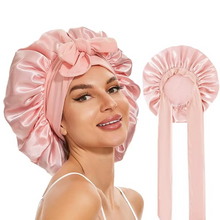 Load image into Gallery viewer, Women’s Satin Sleep Bonnet Adjustable Silky Night Cap for Curly Hair
