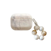 Load image into Gallery viewer, Marble Texture AirPods Case with Metal Keychain and Pearl Accent