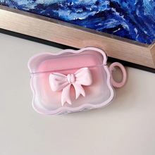 Load image into Gallery viewer, 3D Pink Floral Bow Wave Earphone Case for AirPods with Keychain