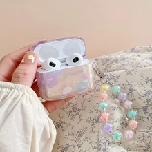 Load image into Gallery viewer, Luxury Gradient Star Earphone Case with Rabbit Flower Bead Chain for AirPods