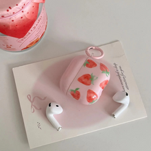 Load image into Gallery viewer, Cute Red Strawberry Protective Earphone Case with Pink Ring Cover