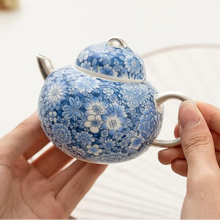 Load image into Gallery viewer, Vintage Blue and White Porcelain Ceramic Teapot for Afternoon Tea