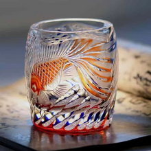 Load image into Gallery viewer, Hand Carved Crystal Goldfish Whiskey and Wine Glass