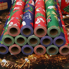 Load image into Gallery viewer, Christmas Kraft Wrapping Paper Roll, 16.4ft x 19.7in Holiday Gift Packaging Paper for Festive DIY Decorations