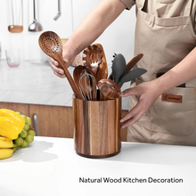 Load image into Gallery viewer, Extra Large Acacia Wood Utensil Holder with 360 Degree Rotating Base