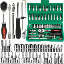 Load image into Gallery viewer, 46 or 53 Piece Automotive Socket and Torque Wrench Repair Tool Set
