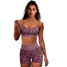 Load image into Gallery viewer, Leopard Print Yoga Set for Women with Supportive Sports Bra and Training Leggings