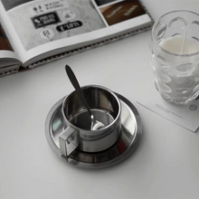 Load image into Gallery viewer, Stainless Steel Double Wall Coffee Cup Set with Plate and Spoon