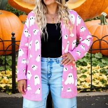 Load image into Gallery viewer, Cozy Ghost Pattern Knit Cardigan for Women