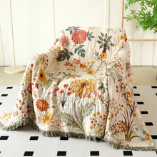 Load image into Gallery viewer, Cotton Gauze Reversible Blanket with Rural Floral Design