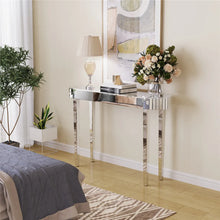Load image into Gallery viewer, Mirrored Console Table for Home Office, Oval Mirrored Vanity Desk Silver Finish