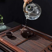 Load image into Gallery viewer, Carbonized Bamboo Rectangular Tea Tray with Drainage for Traditional Tea Ceremony