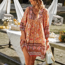 Load image into Gallery viewer, Vibrant Floral V-Neck Midi Dress for Spring & Summer