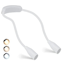 Load image into Gallery viewer, LED Neck Reading Light, USB Rechargeable Flexible Lamp with 3 Light Colors and Continuous Dimming