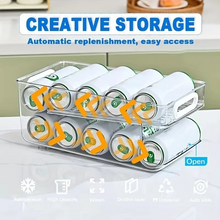 Load image into Gallery viewer, Clear Stackable Refrigerator Soda Can Dispenser Organizer