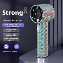 Load image into Gallery viewer, Diamond-Embellished Portable Fan with 199 Speed Settings and Type-C Recharge