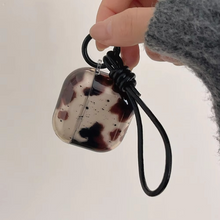 Load image into Gallery viewer, Black Agate Pattern AirPods Protective Case with Leather Keyring