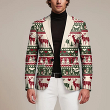 Load image into Gallery viewer, Christmas Suit Jacket for Men Festive Lapel Button Down Holiday Party Blazer