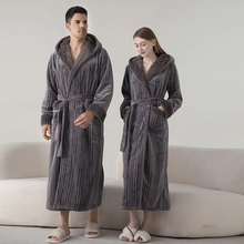 Load image into Gallery viewer, Fleece Hooded Long Bathrobe for Winter Warmth