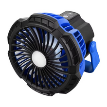Load image into Gallery viewer, Rechargeable Camping Fan with LED Light, Remote Control and Hanging Hook