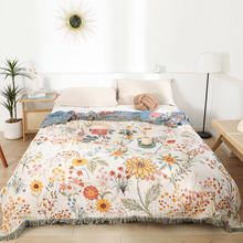 Load image into Gallery viewer, Cotton Gauze Reversible Blanket with Rural Floral Design