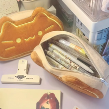 Load image into Gallery viewer, Caramel Cat Plush Pencil Case – Large Capacity Cute Organizer for Students