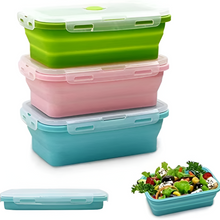 Load image into Gallery viewer, Collapsible Silicone Food Storage Containers with Lids 3 Pack Set 40oz