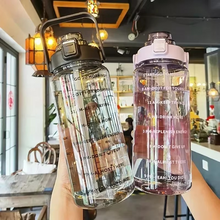 Load image into Gallery viewer, Large 68oz Sports Water Bottle with Straw and Time Marker for Gym and Outdoor Fitness