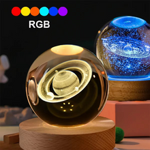 Load image into Gallery viewer, 2.36 in RGB Crystal Ball Night Light with Milky Way and Moon - Cosmos-Inspired Bedside Decoration