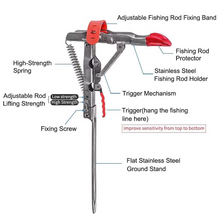 Load image into Gallery viewer, Automatic Stainless Steel Fishing Rod Holder with Adjustable Sensitivity and Folding Spring Design