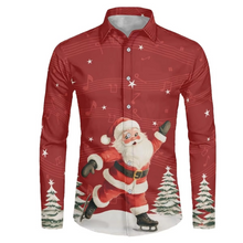 Load image into Gallery viewer, Mens 3D Snow Scene Christmas Shirt with Long Sleeves and Classic Lapel