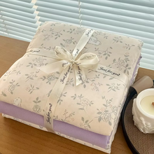 Load image into Gallery viewer, Floral Knit Cotton Bedding Set with Duvet Cover and Flat Sheet