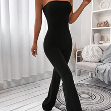Load image into Gallery viewer, Women's Summer Drawstring Waist Slim Fit Micro-Flare Jumpsuit Pants