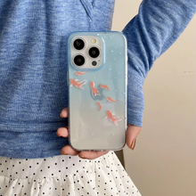 Load image into Gallery viewer, Blue Gradient Koi Splash Ink Transparent Glossy Case for iPhone