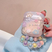 Load image into Gallery viewer, Luxury Gradient Star Earphone Case with Rabbit Flower Bead Chain for AirPods