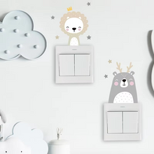 Load image into Gallery viewer, Boho Animal Smile Wall Switch Stickers Set for Kids and Nursery Rooms