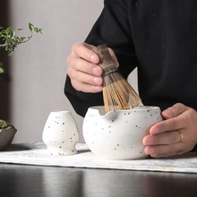 Load image into Gallery viewer, Ceramic Matcha Bowl with Pouring Spout and Whisk Holder Matcha Making Kit for Tea Lovers