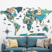 Load image into Gallery viewer, 3D Solid Wood World Map Wall Art - Nordic-Style Home Decor