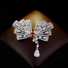 Load image into Gallery viewer, Elegant Multicolor Zircon Tassel Bow Brooch for Women